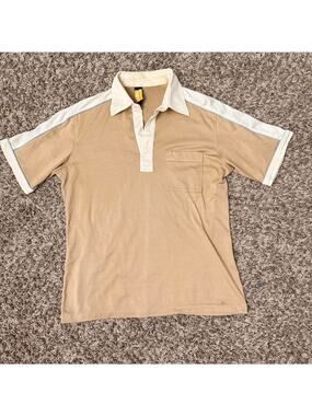VINTAGE 70s Sears Sportswear Tan Polo Shirt - M